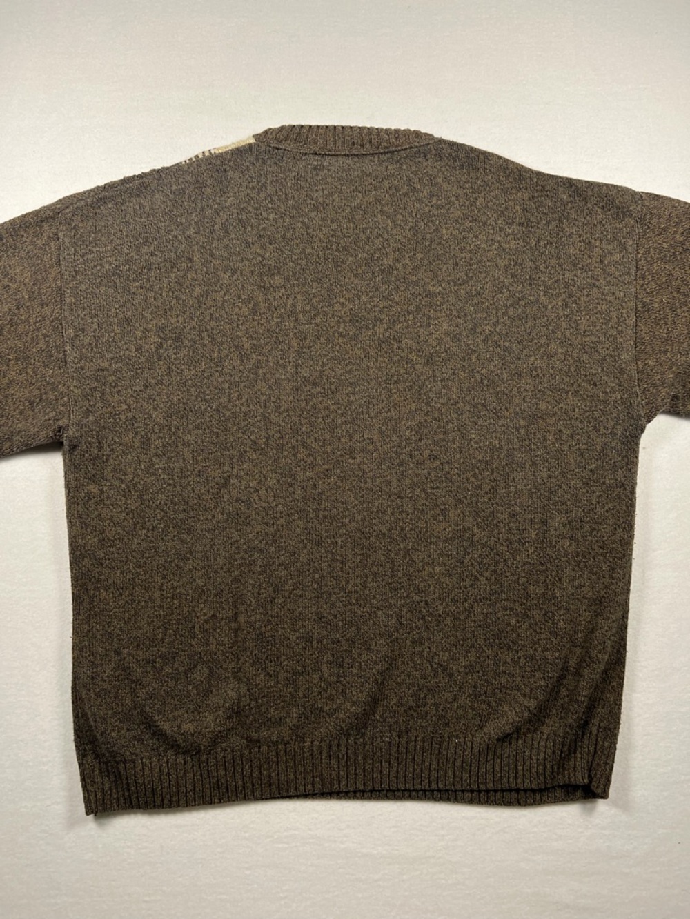Vintage 90s Cable Tight Knit Brown Pullover Crewneck Sweater Men Size XL - Picture 8 of 8